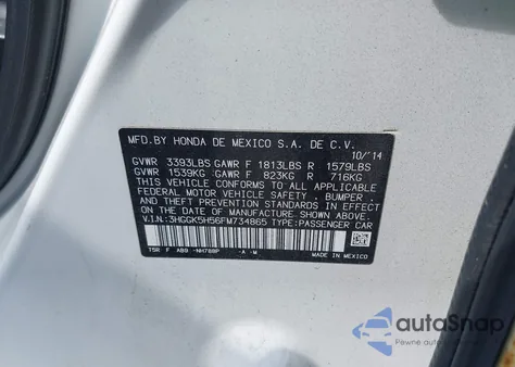 2015 Honda Fit Lx from USA, damaged, VIN 3HGGK5H56FM734865